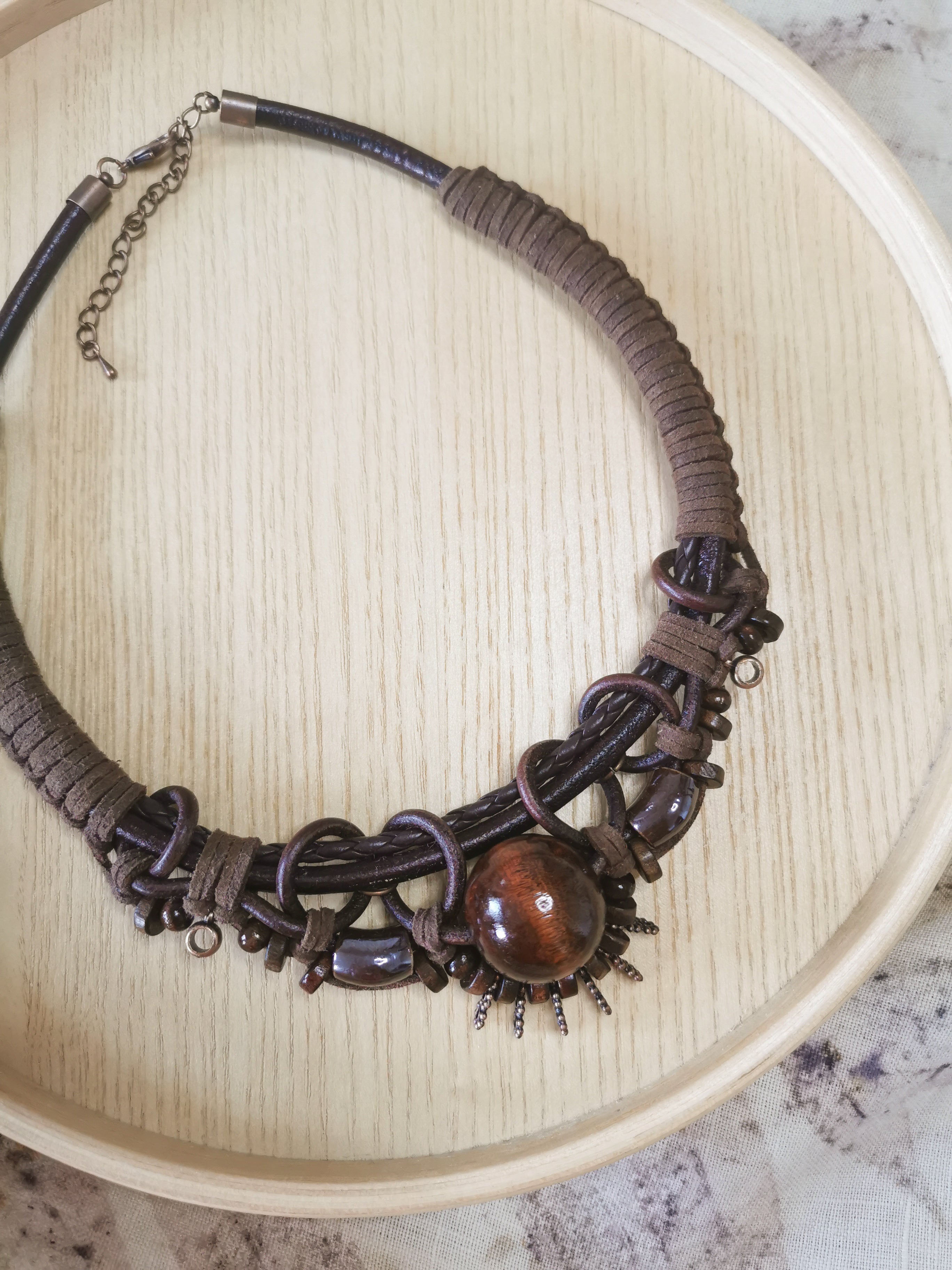 Boho wood bead necklace