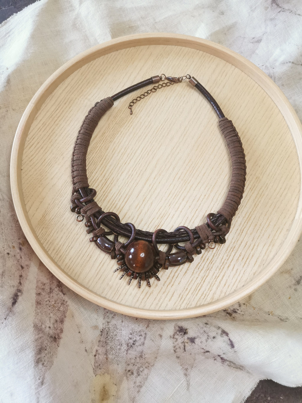 Boho wood bead necklace