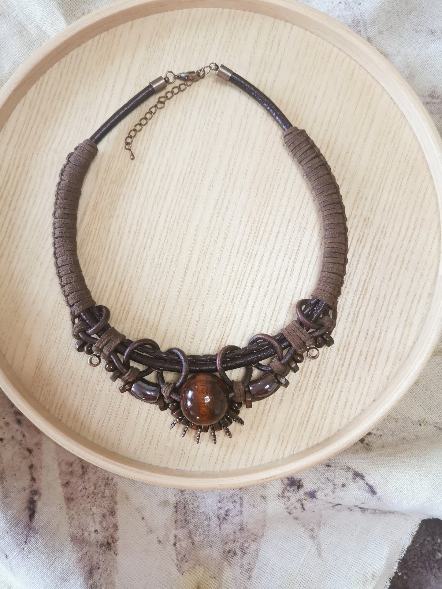 Boho wood bead necklace