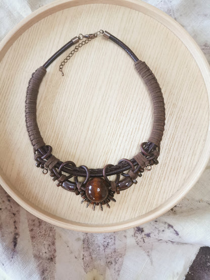 Boho wood bead necklace