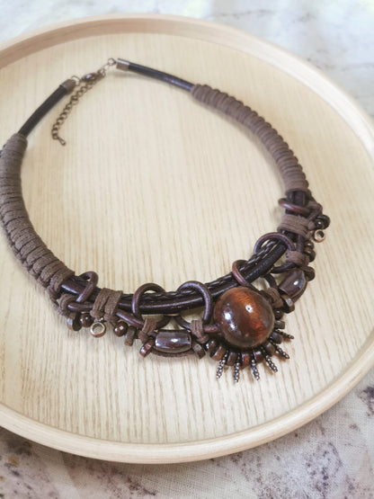 Boho wood bead necklace
