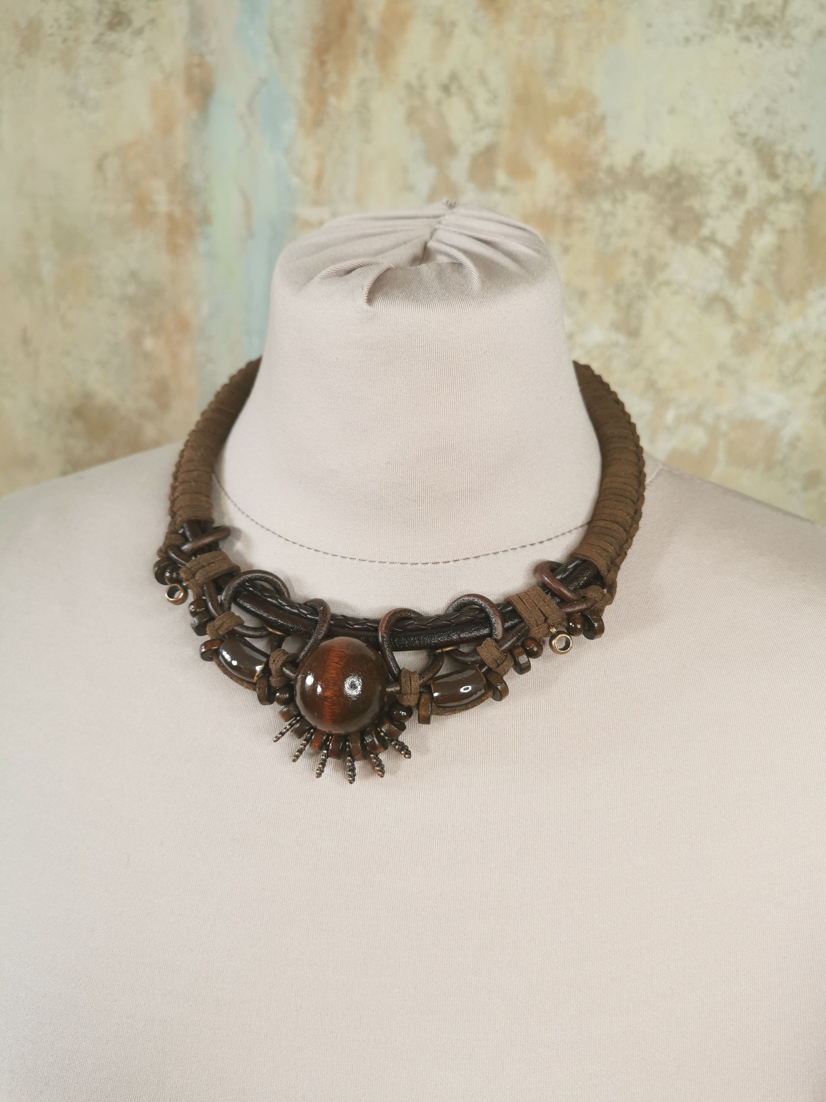 Boho wood bead necklace