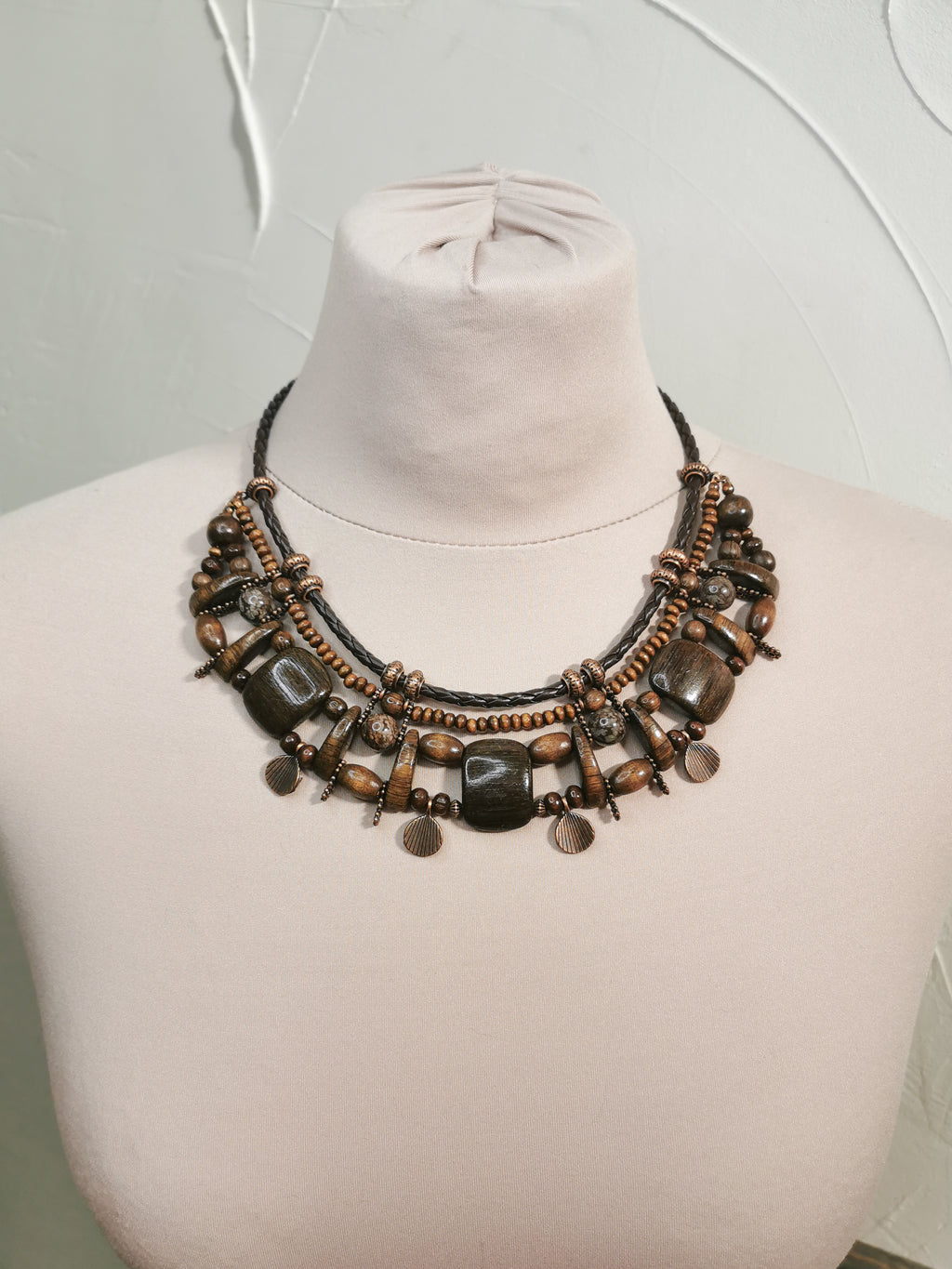 Ethnic wood bead necklace
