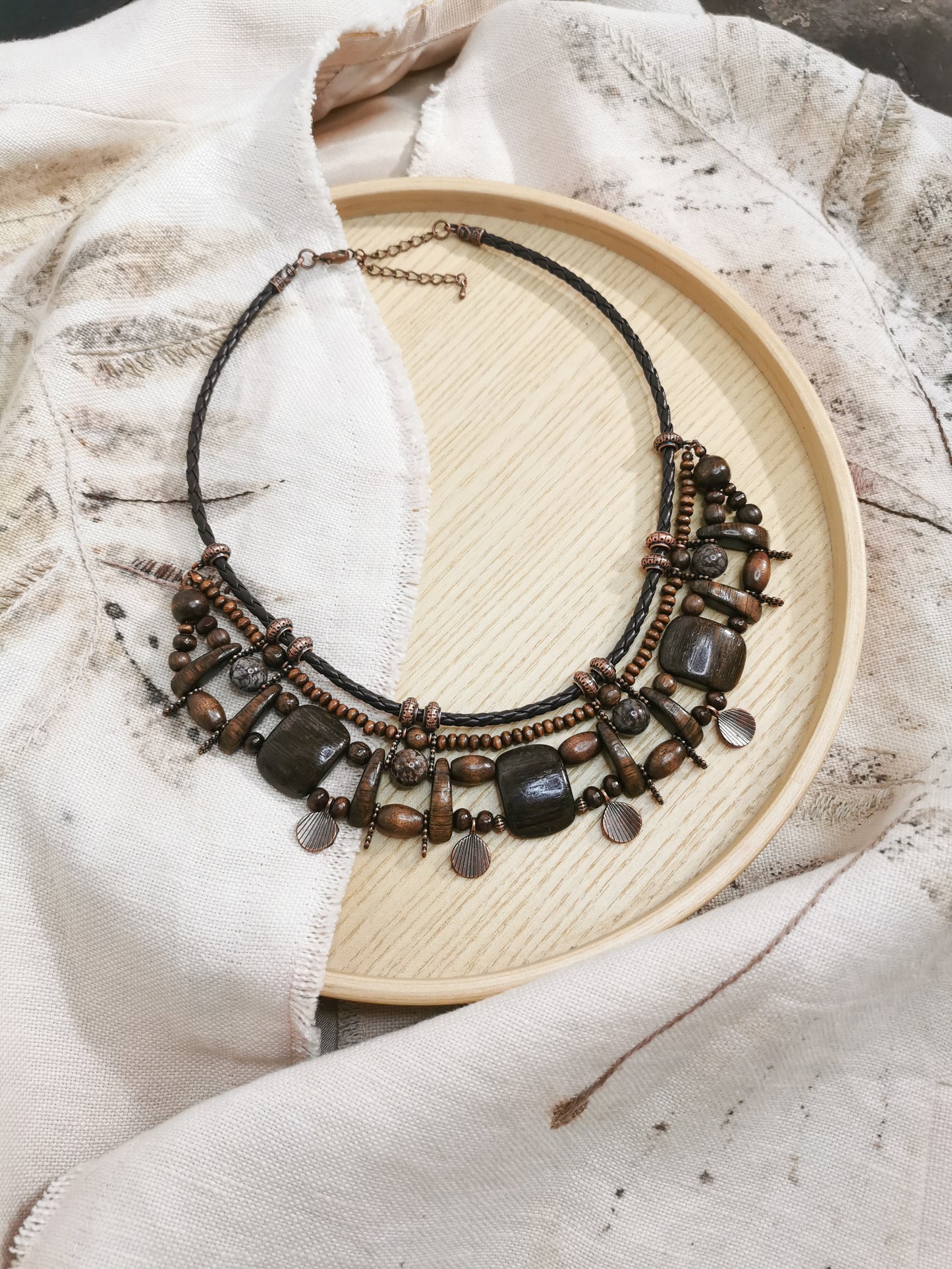 Ethnic wood bead necklace