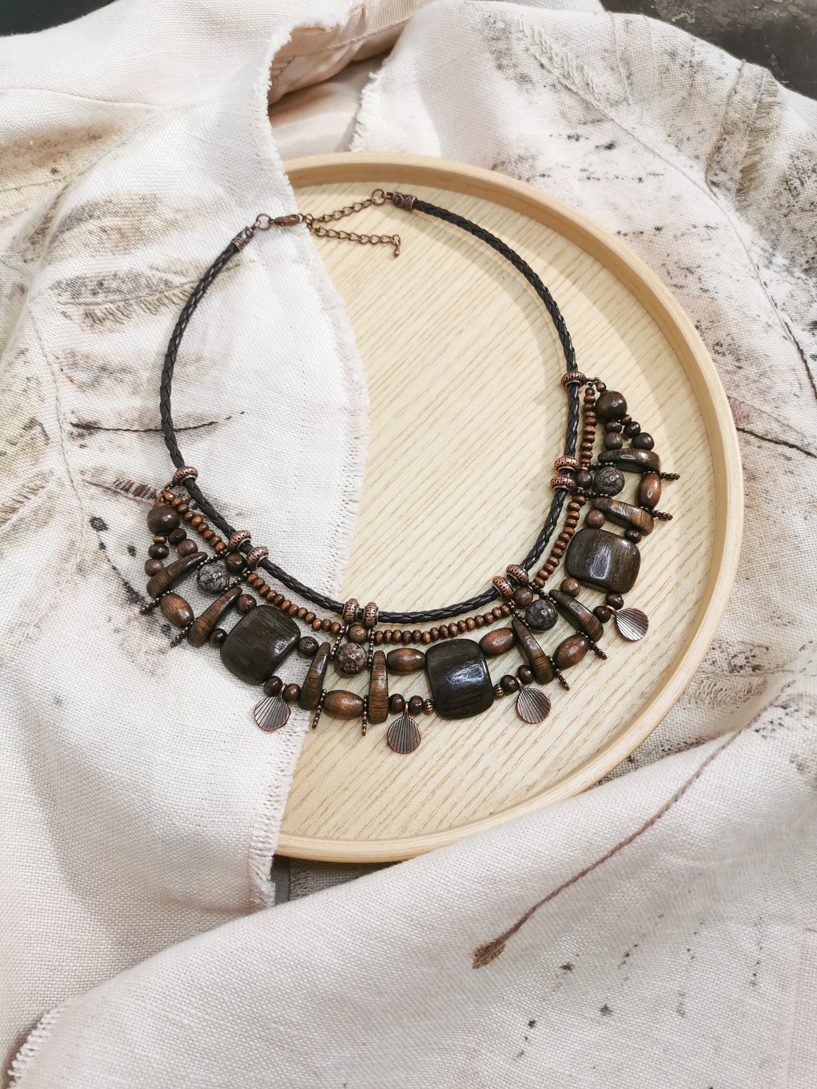 Ethnic wood bead necklace