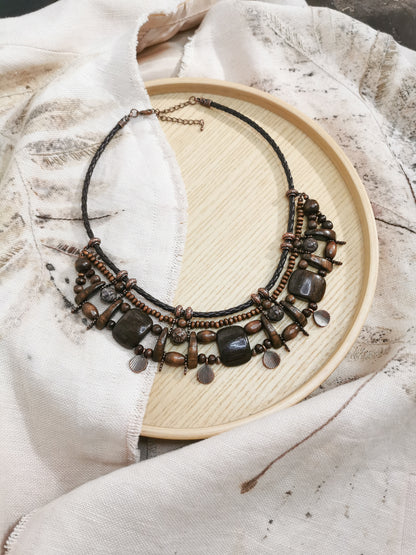 Ethnic wood bead necklace