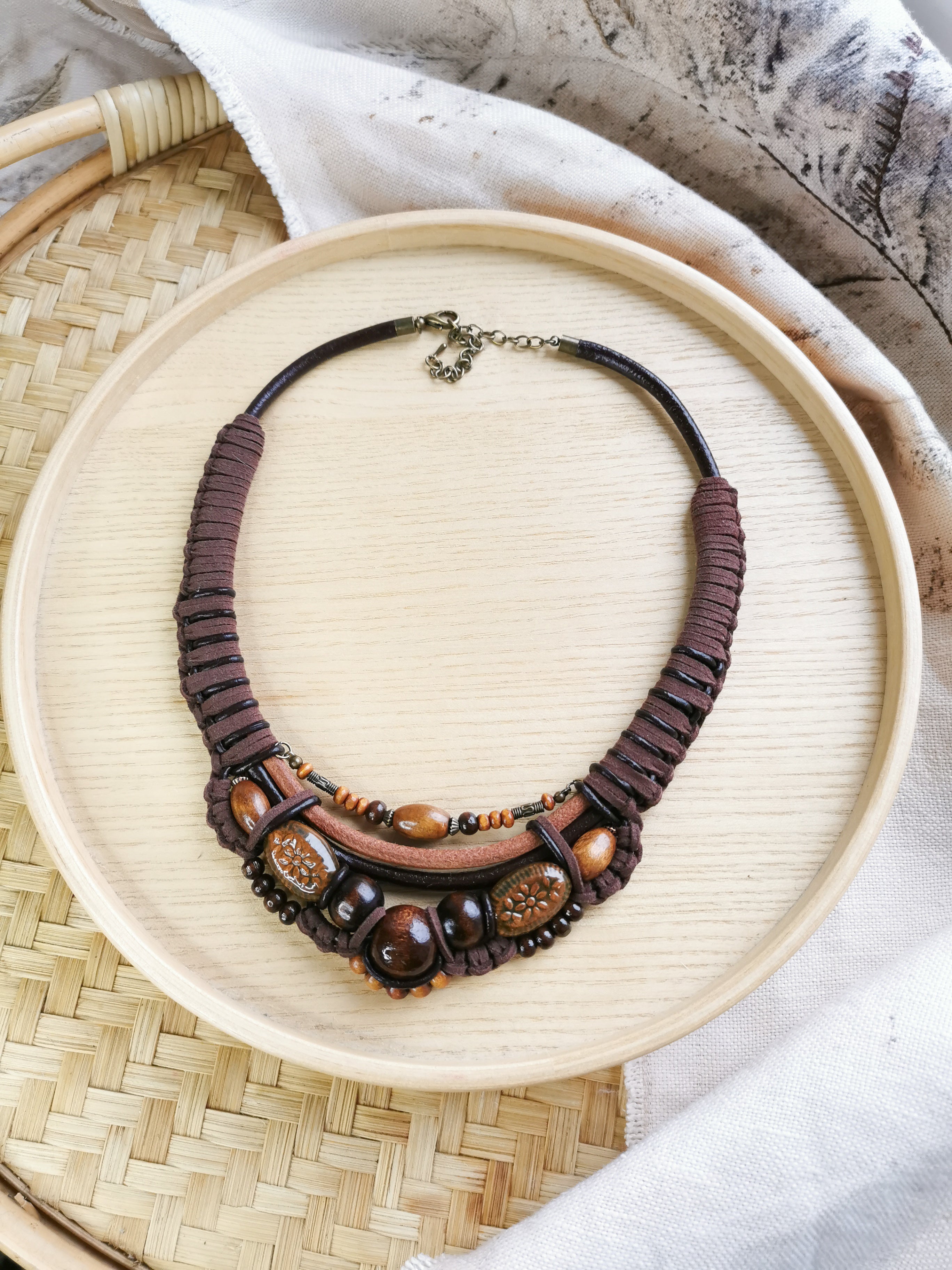 Boho bead chunky necklace
