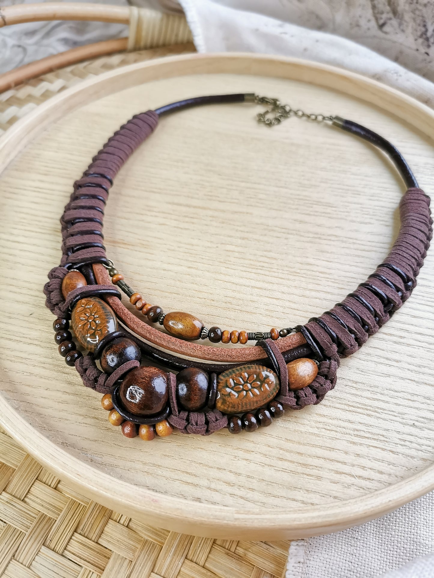 Boho bead chunky necklace
