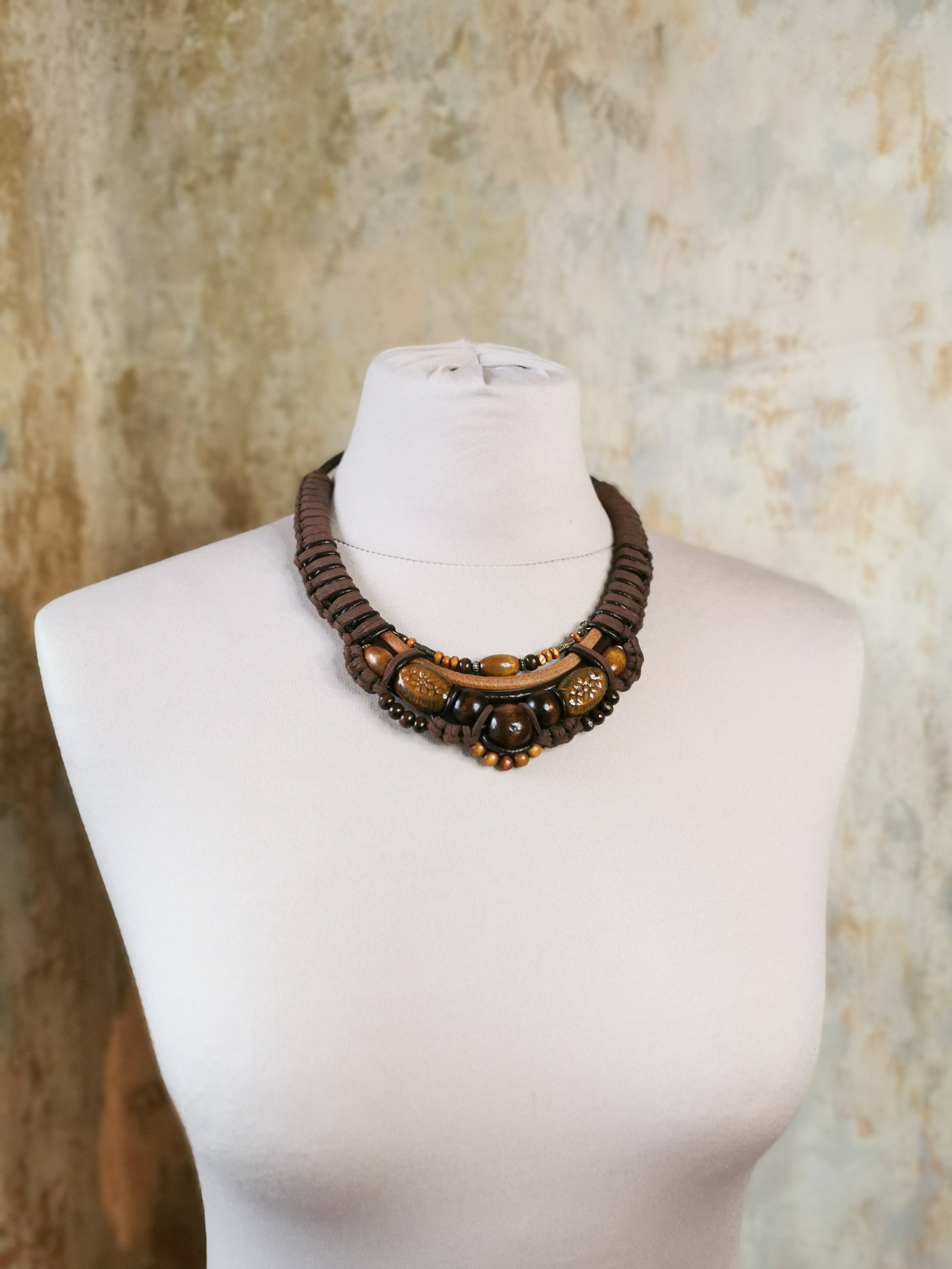 Boho bead chunky necklace