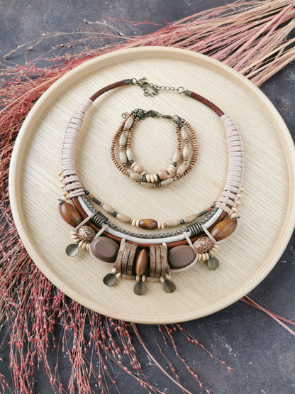 Chunky boho bead jewelry set