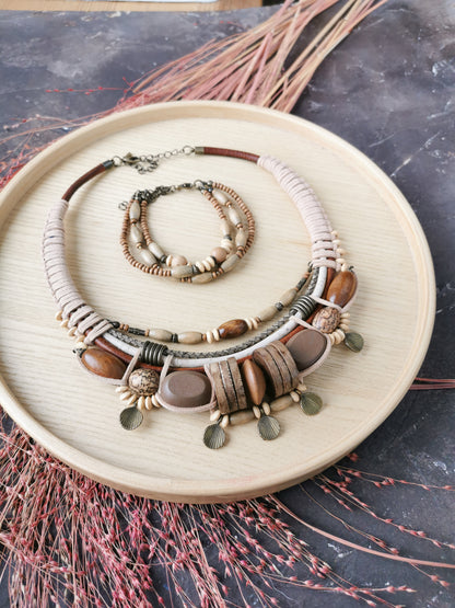 Chunky boho bead jewelry set