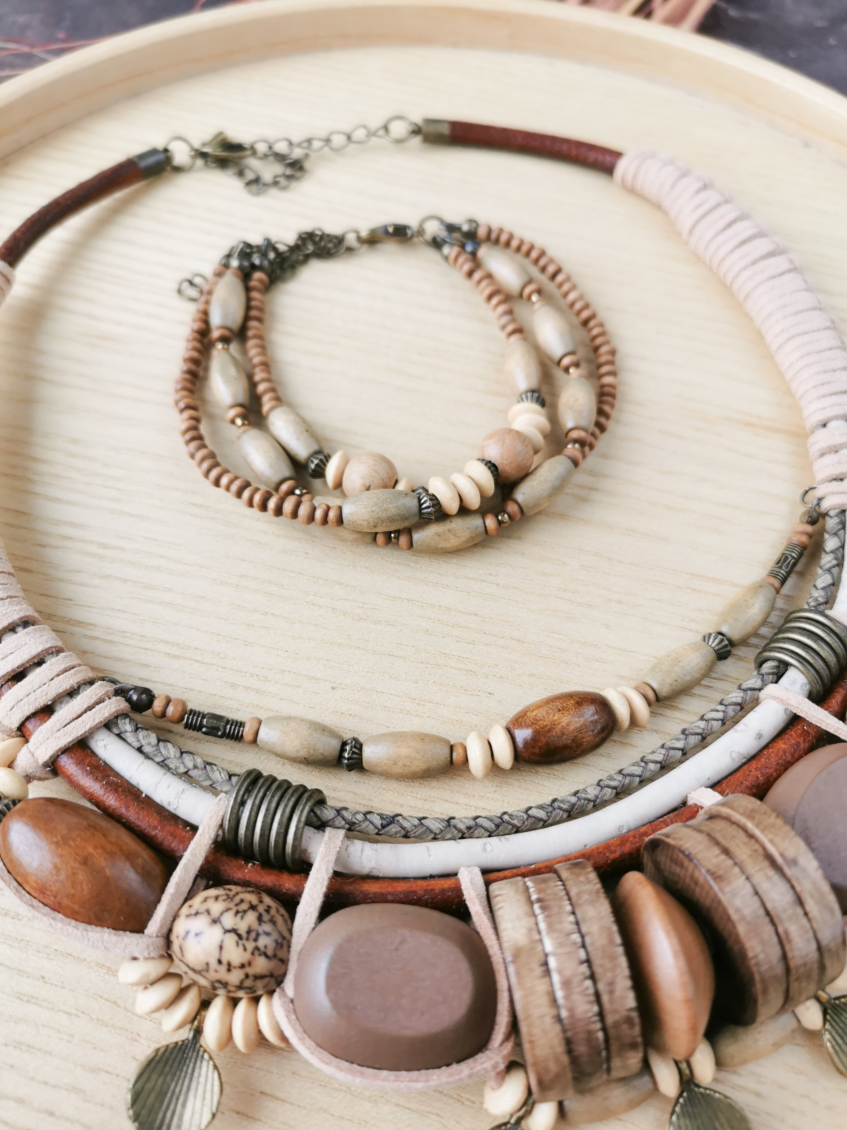 Chunky boho bead jewelry set