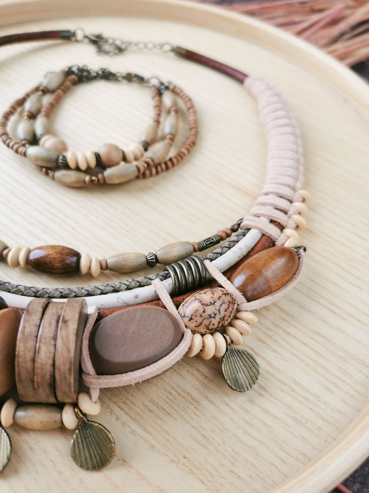 Chunky boho bead jewelry set