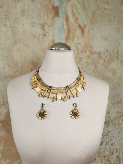Etno wood bead jewelry set