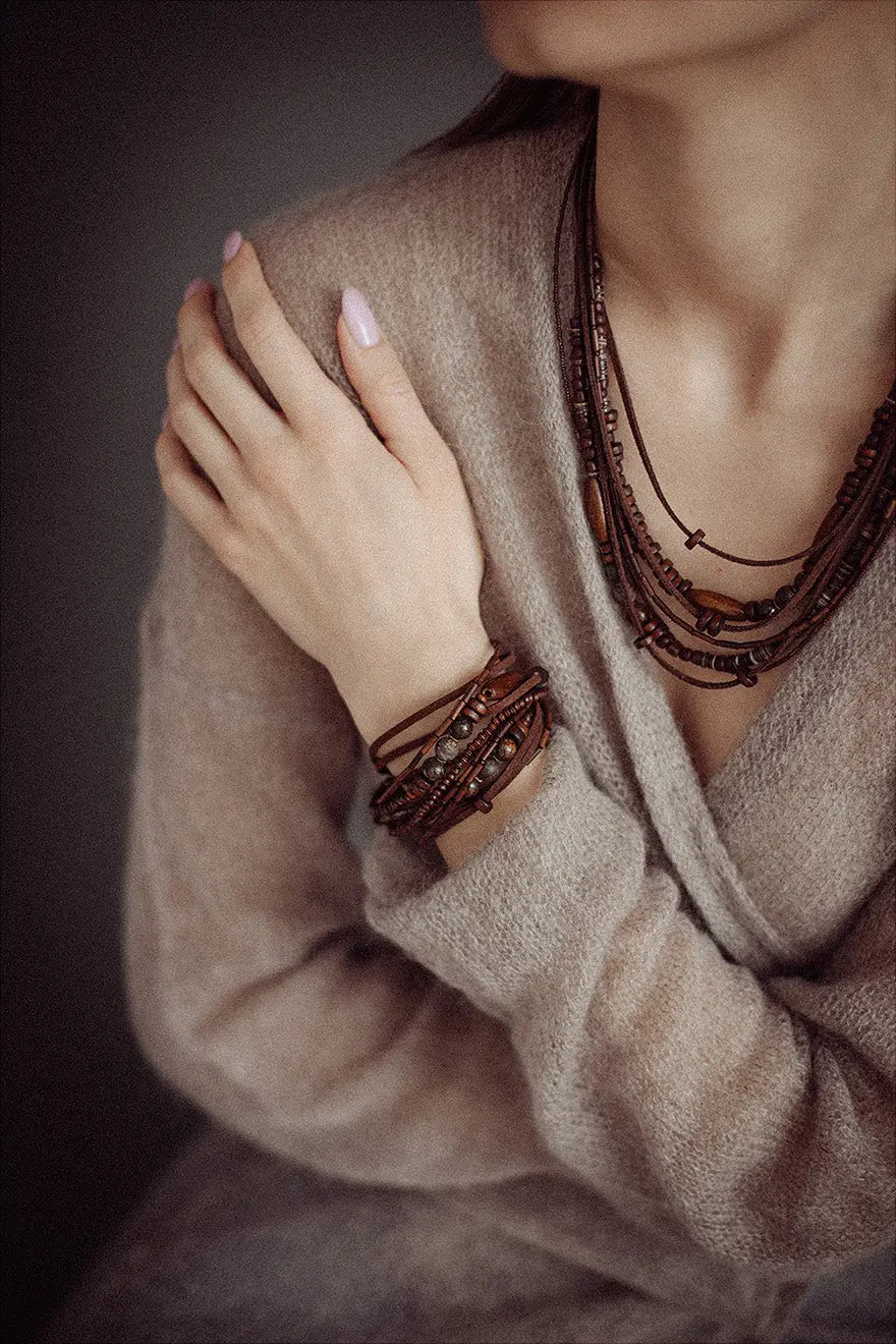 Multilayer bead string jewelry set Vika Studio