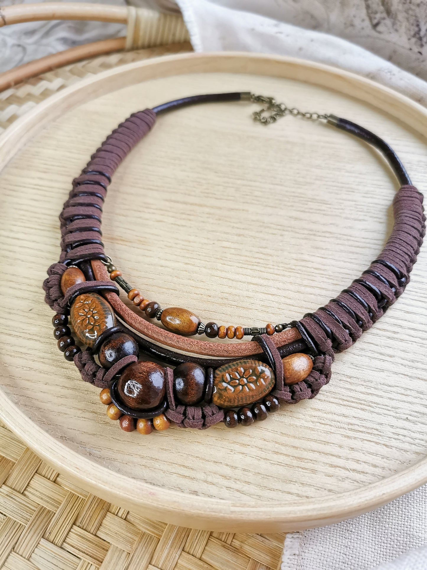 Boho bead chunky necklace Vika Studio