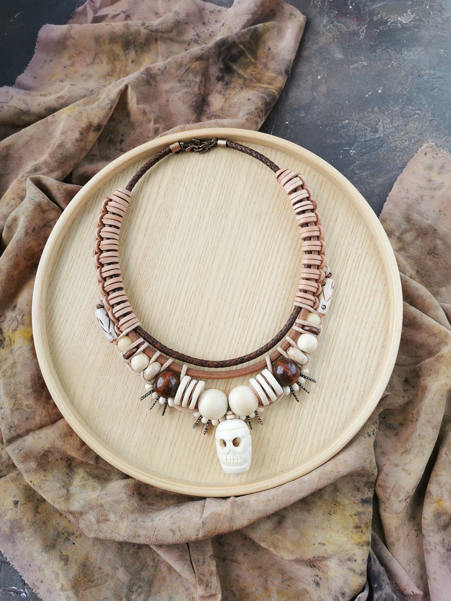 Bone Bead chunky necklace Vika Studio