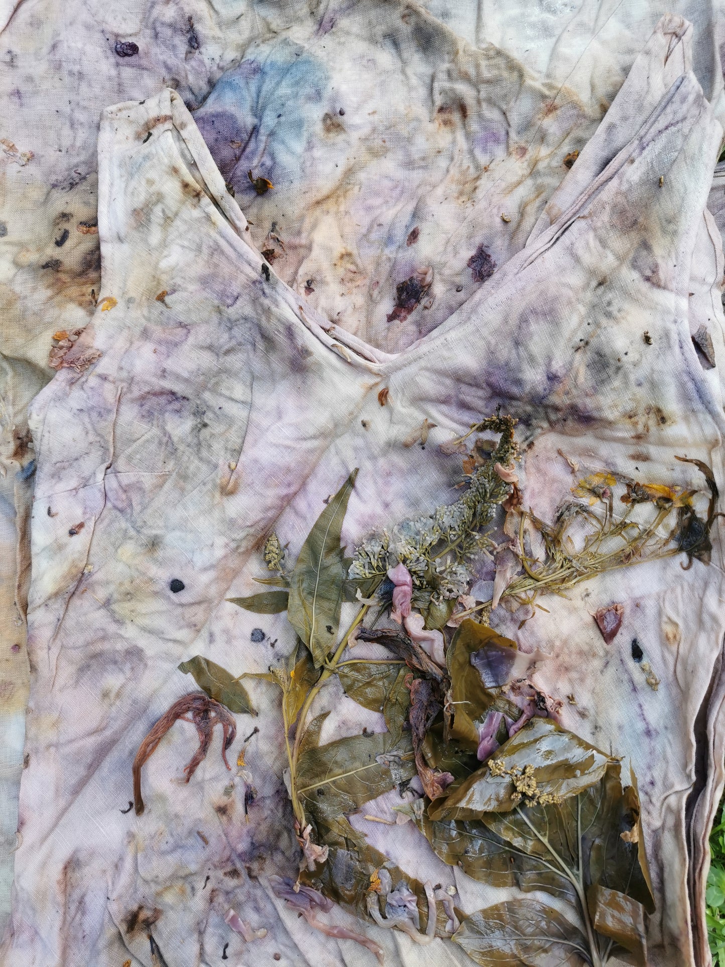 botanical dye process of linen dress