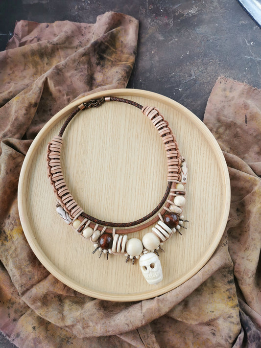Bone Bead chunky necklace Vika Studio