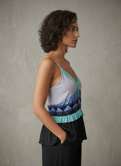 women wearing mint silk strap blouse 