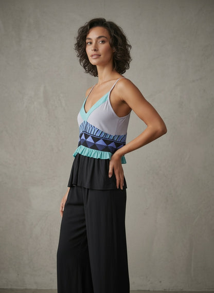 women wearing mint silk strap blouse 