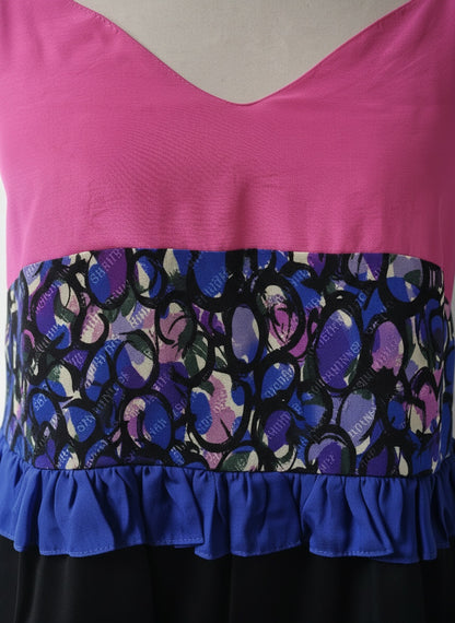 pink silk strap blouse close up