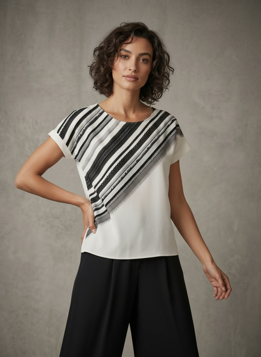 women wearing silk kimono sleeve blouse