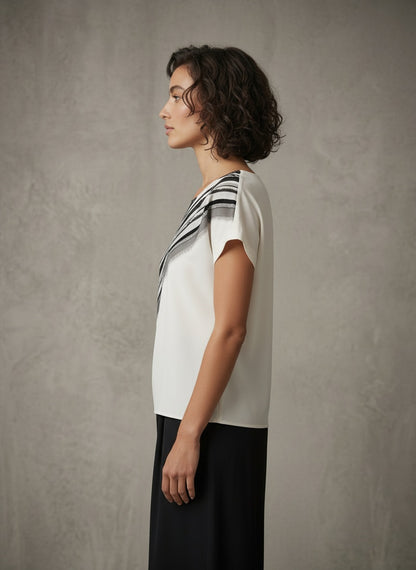 women wearing silk kimono sleeve blouse