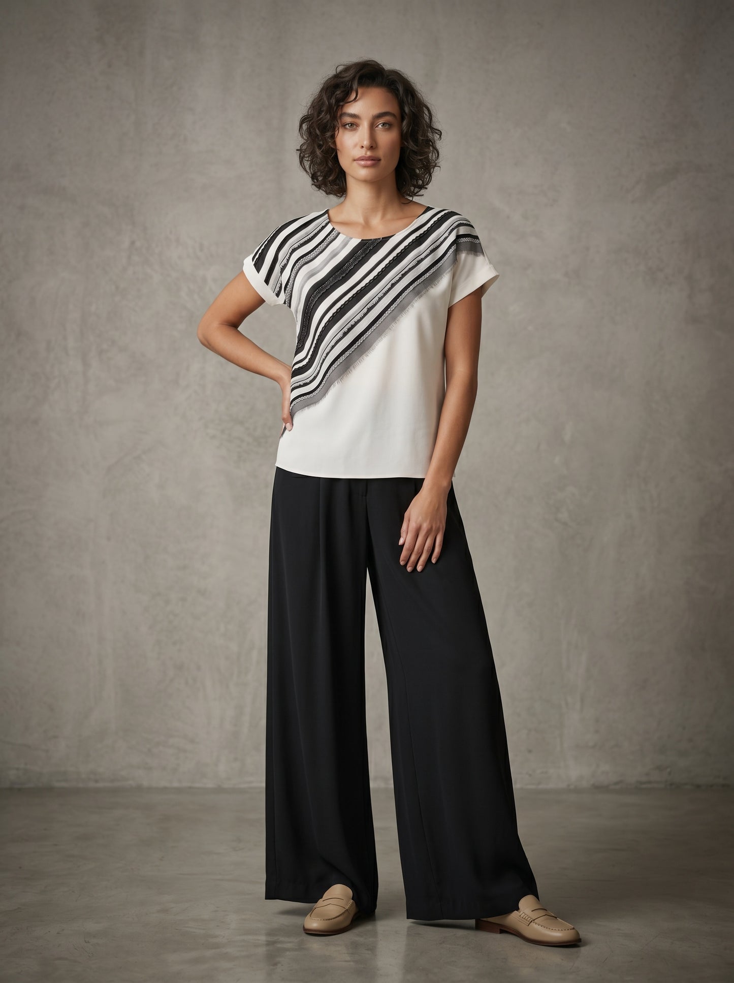 women wearing silk kimono sleeve blouse