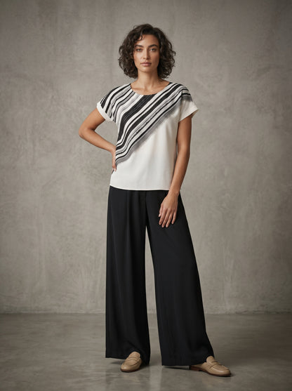 women wearing silk kimono sleeve blouse