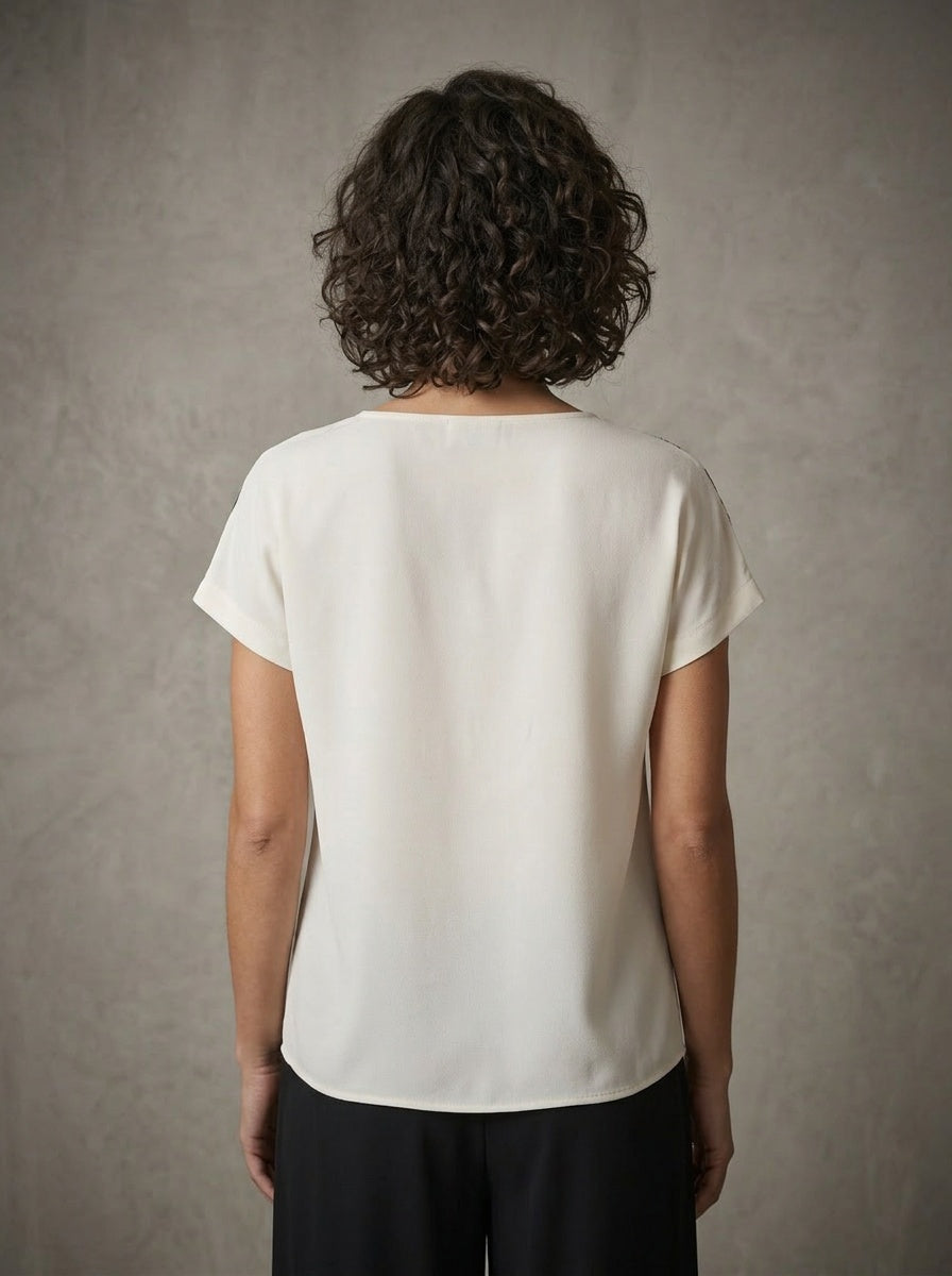 women wearing silk kimono sleeve blouse