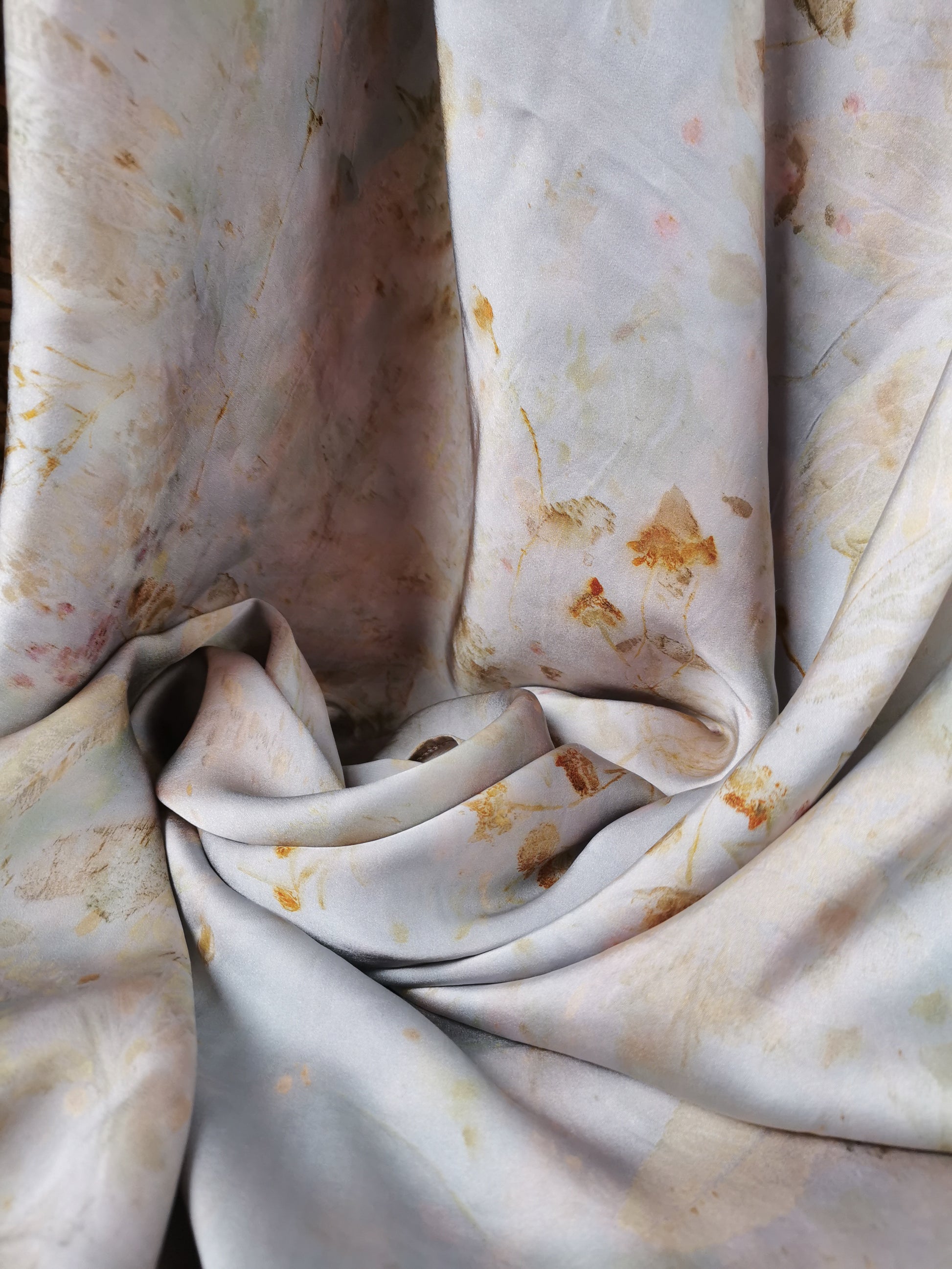 silver botanical dye silk shawl and discoloration