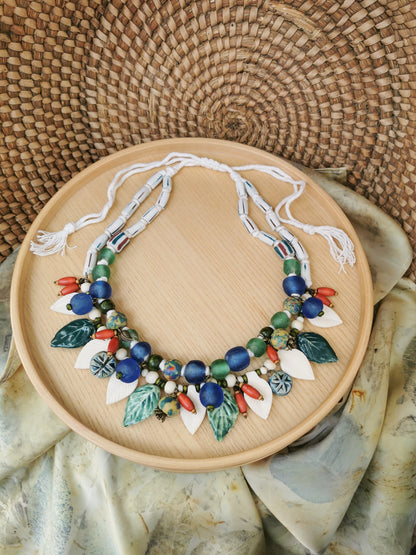 statement floral charm necklace