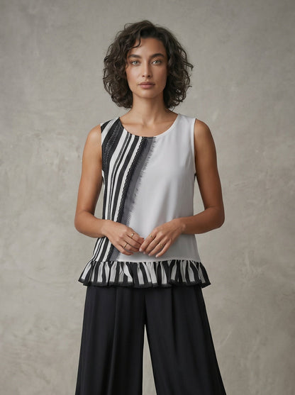 striped silk tank top
