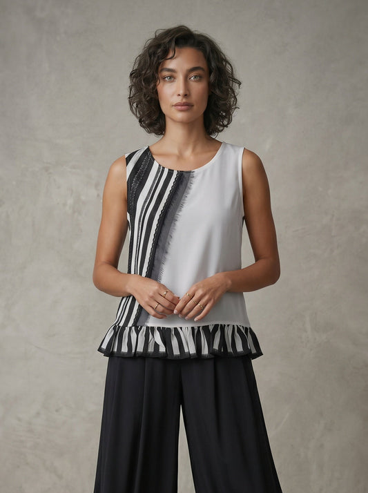 striped silk tank top