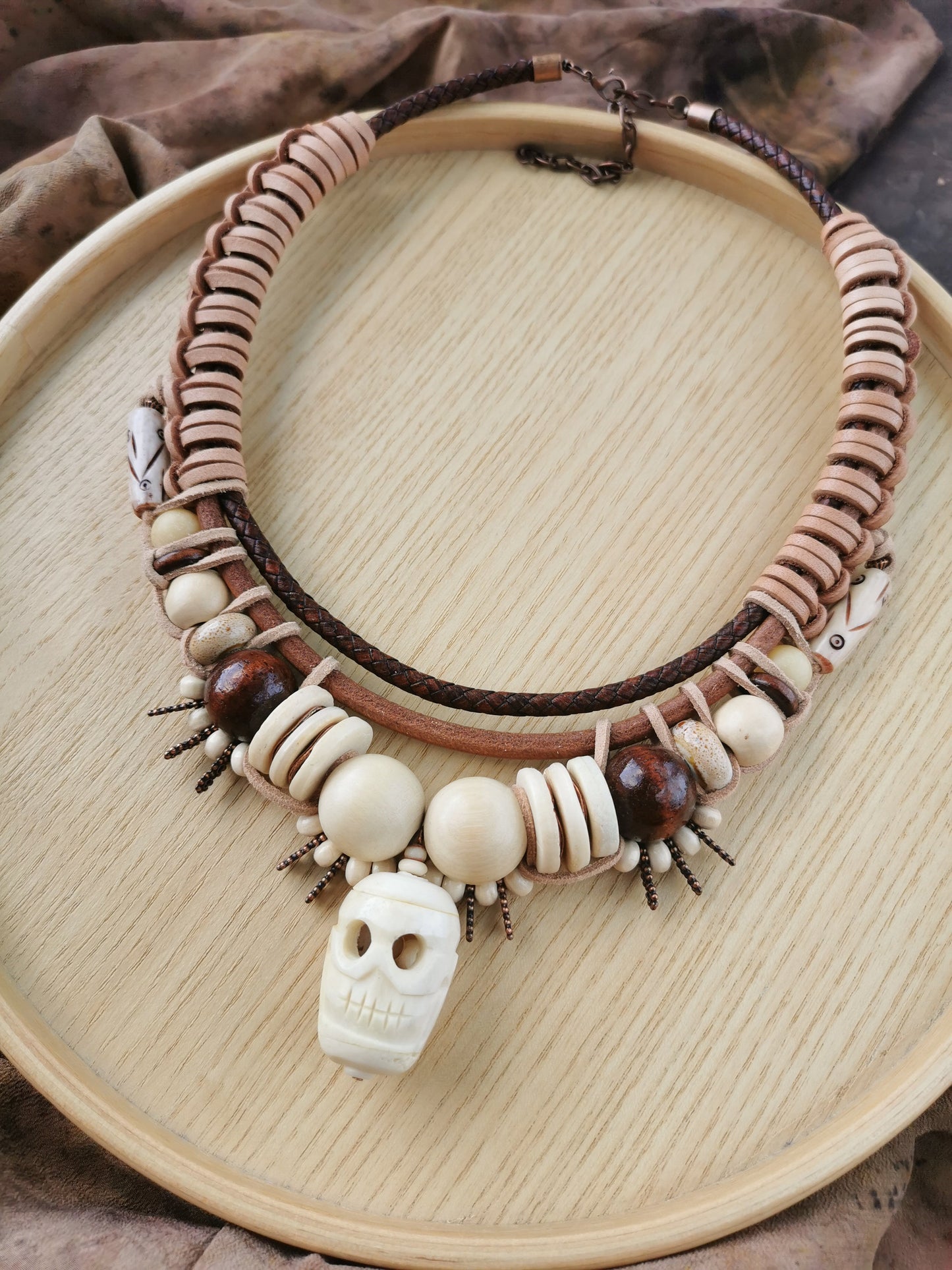 Bone Bead chunky necklace Vika Studio