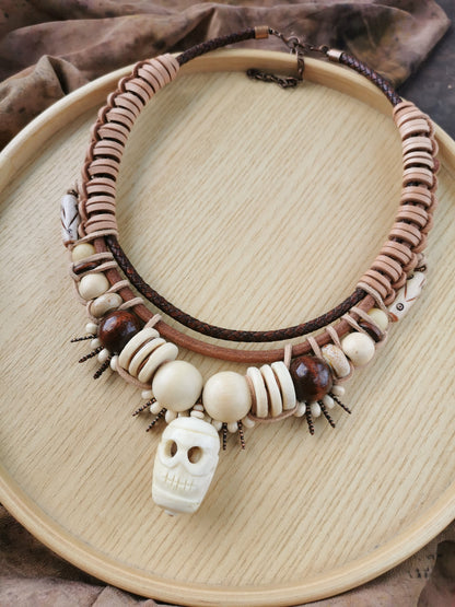 Bone Bead chunky necklace Vika Studio