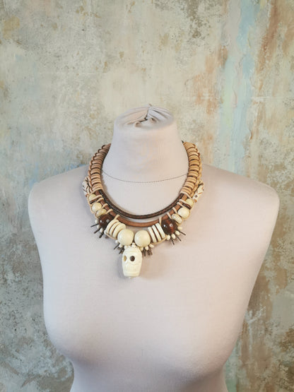 Bone Bead chunky necklace Vika Studio