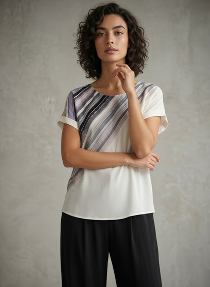 women wearing white and purple kimono blouse