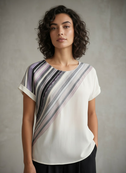 women wearing white and purple kimono blouse