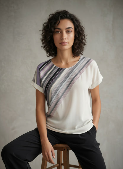 women wearing white and purple kimono blouse