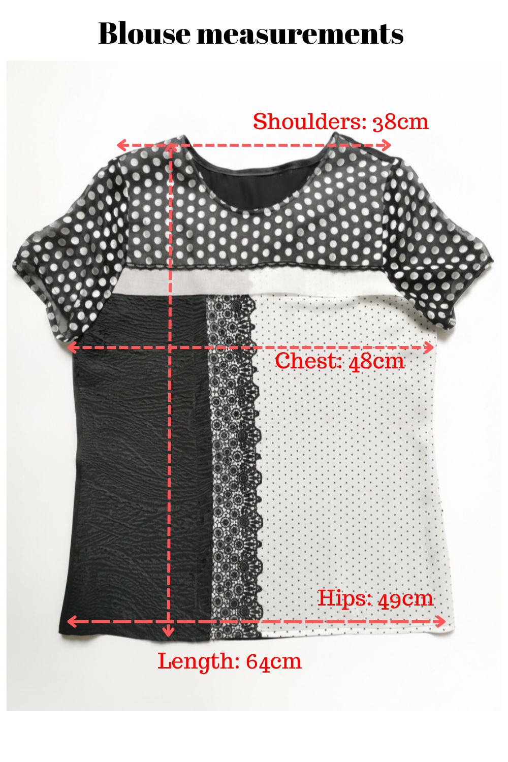 flat lay blouse measurements